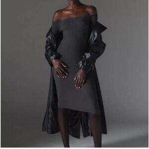 Silence + Noise - Off the Shoulder Black Knit Midi Dress, Sz Large, NWT‎